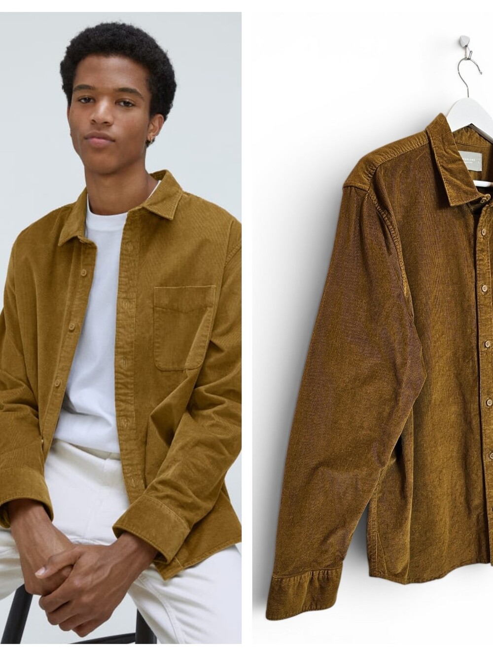 Everlane Corduroy Shirt Mens L Relaxed Brown Button Up Workwear Overshirt